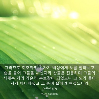Picture 03 - 이사야 5:25 KOR - 그러므로 여호와께서 자기 백성에게 - Bible Verse Picture