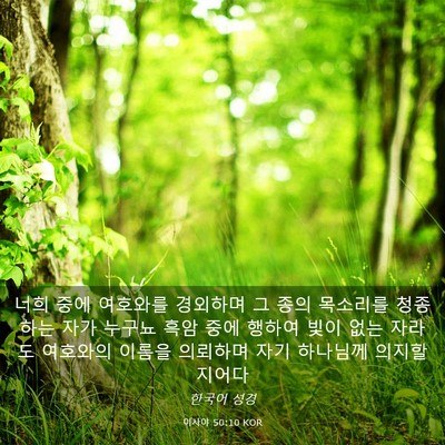Picture 03 - 이사야 50:10 KOR - 너희 중에 여호와를 경외하며 그 - Bible Verse Picture