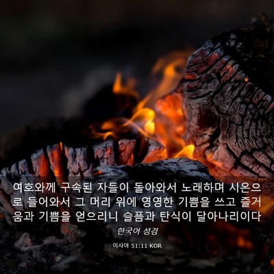 Picture 03 - 이사야 51:11 KOR - 여호와께 구속된 자들이 돌아와서 - Bible Verse Picture