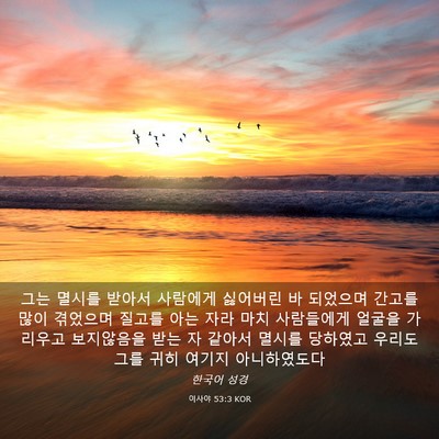 Picture 03 - 이사야 53:3 KOR - 그는 멸시를 받아서 사람에게 - Bible Verse Picture