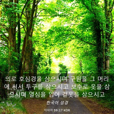 Picture 03 - 이사야 59:17 KOR - 의로 호심경을 삼으시며 구원을 그 - Bible Verse Picture