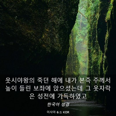 Picture 03 - 이사야 6:1 KOR - 웃시야왕의 죽던 해에 내가 본즉 - Bible Verse Picture