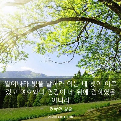 Picture 03 - 이사야 60:1 KOR - 일어나라 빛을 발하라 이는 네 빛이 - Bible Verse Picture