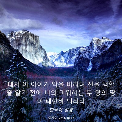 Picture 03 - 이사야 7:16 KOR - 대저 이 아이가 악을 버리며 선을 - Bible Verse Picture