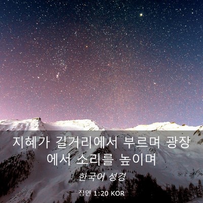Picture 03 - 잠언 1:20 KOR - 지혜가 길거리에서 부르며 광장에서 - Bible Verse Picture