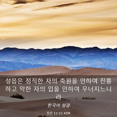 Picture 03 - 잠언 11:11 KOR - 성읍은 정직한 자의 축원을 인하여 - Bible Verse Picture