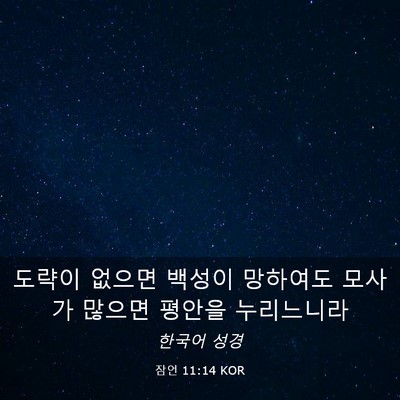Picture 03 - 잠언 11:14 KOR - 도략이 없으면 백성이 망하여도 - Bible Verse Picture