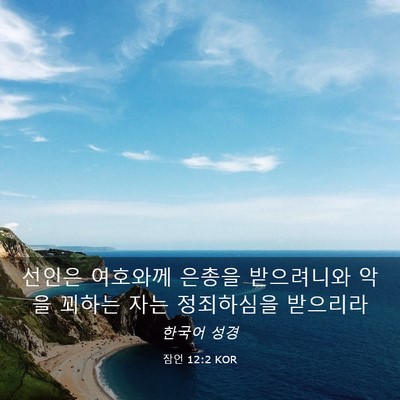 Picture 03 - 잠언 12:2 KOR - 선인은 여호와께 은총을 받으려니와 - Bible Verse Picture