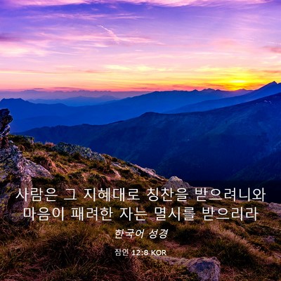 Picture 03 - 잠언 12:8 KOR - 사람은 그 지혜대로 칭찬을 - Bible Verse Picture