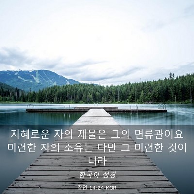 Picture 03 - 잠언 14:24 KOR - 지혜로운 자의 재물은 그의 - Bible Verse Picture