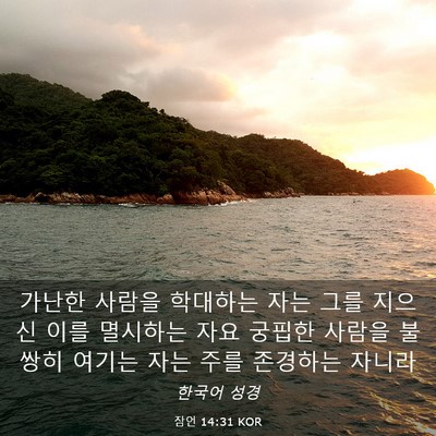 Picture 03 - 잠언 14:31 KOR - 가난한 사람을 학대하는 자는 그를 - Bible Verse Picture
