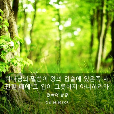 Picture 03 - 잠언 16:10 KOR - 하나님의 말씀이 왕의 입술에 있은즉 - Bible Verse Picture