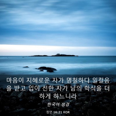 Picture 03 - 잠언 16:21 KOR - 마음이 지혜로운 자가 명철하다 - Bible Verse Picture