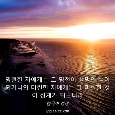 Picture 03 - 잠언 16:22 KOR - 명철한 자에게는 그 명철이 생명의 - Bible Verse Picture