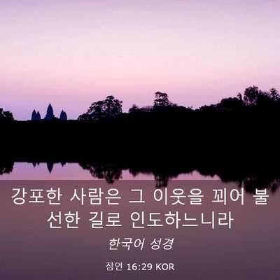 Picture 03 - 잠언 16:29 KOR - 강포한 사람은 그 이웃을 꾀어 - Bible Verse Picture
