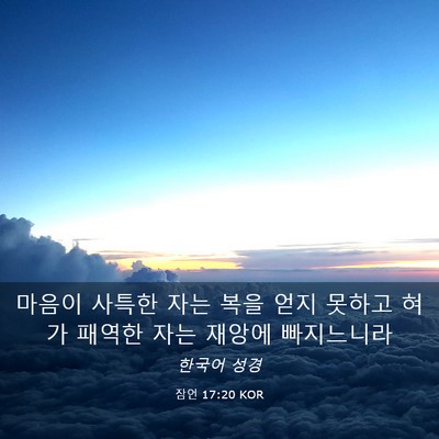 Picture 03 - 잠언 17:20 KOR - 마음이 사특한 자는 복을 얻지 - Bible Verse Picture
