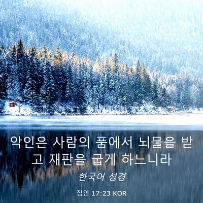 Picture 03 - 잠언 17:23 KOR - 악인은 사람의 품에서 뇌물을 받고 - Bible Verse Picture