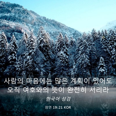 Picture 03 - 잠언 19:21 KOR - 사람의 마음에는 많은 계획이 있어도 - Bible Verse Picture