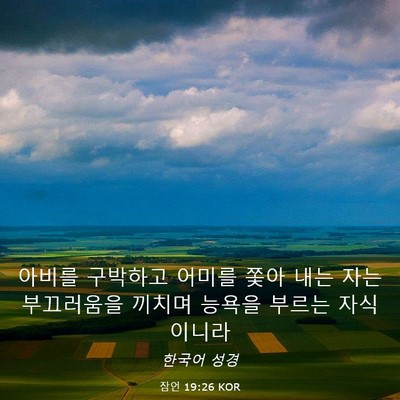 Picture 03 - 잠언 19:26 KOR - 아비를 구박하고 어미를 쫓아 내는 - Bible Verse Picture