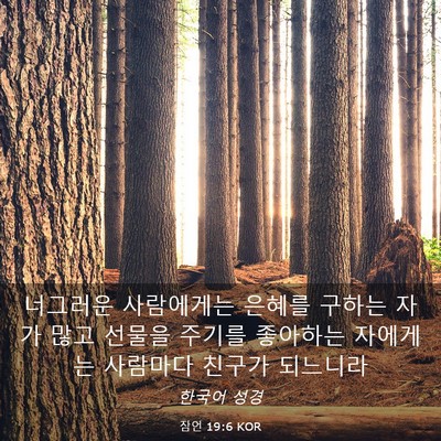 Picture 03 - 잠언 19:6 KOR - 너그러운 사람에게는 은혜를 구하는 - Bible Verse Picture