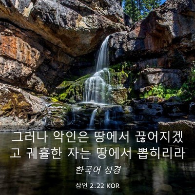 Picture 03 - 잠언 2:22 KOR - 그러나 악인은 땅에서 끊어지겠고 - Bible Verse Picture