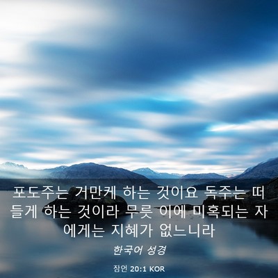 Picture 03 - 잠언 20:1 KOR - 포도주는 거만케 하는 것이요 독주는 - Bible Verse Picture