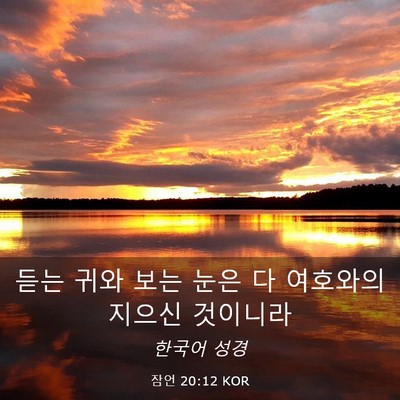 Picture 03 - 잠언 20:12 KOR - 듣는 귀와 보는 눈은 다 여호와의 - Bible Verse Picture