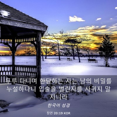 Picture 03 - 잠언 20:19 KOR - 두루 다니며 한담하는 자는 남의 - Bible Verse Picture