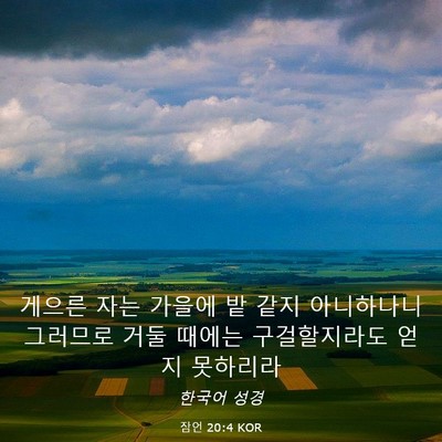 Picture 03 - 잠언 20:4 KOR - 게으른 자는 가을에 밭 같지 - Bible Verse Picture