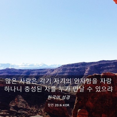 Picture 03 - 잠언 20:6 KOR - 많은 사람은 각기 자기의 인자함을 - Bible Verse Picture