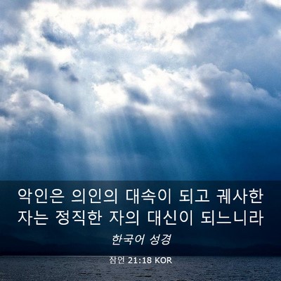 Picture 03 - 잠언 21:18 KOR - 악인은 의인의 대속이 되고 궤사한 - Bible Verse Picture