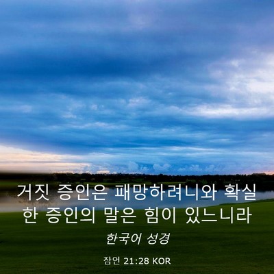 Picture 03 - 잠언 21:28 KOR - 거짓 증인은 패망하려니와 확실한 - Bible Verse Picture