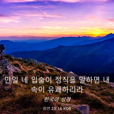 Picture 03 - 잠언 23:16 KOR - 만일 네 입술이 정직을 말하면 내 - Bible Verse Picture