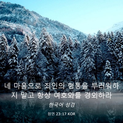 Picture 03 - 잠언 23:17 KOR - 네 마음으로 죄인의 형통을 - Bible Verse Picture
