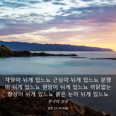 Picture 03 - 잠언 23:29 KOR - 재앙이 뉘게 있느뇨 근심이 뉘게 - Bible Verse Picture