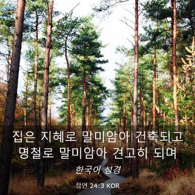 Picture 03 - 잠언 24:3 KOR - 집은 지혜로 말미암아 건축되고 - Bible Verse Picture