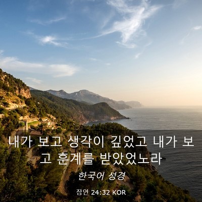 Picture 03 - 잠언 24:32 KOR - 내가 보고 생각이 깊었고 내가 보고 - Bible Verse Picture