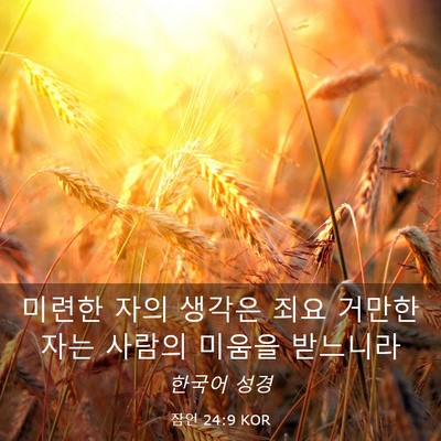 Picture 03 - 잠언 24:9 KOR - 미련한 자의 생각은 죄요 거만한 - Bible Verse Picture