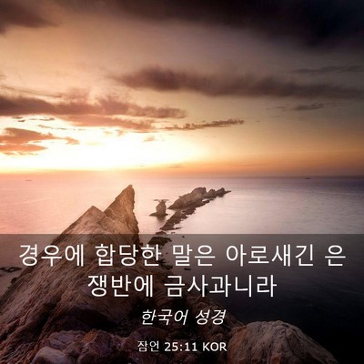 Picture 03 - 잠언 25:11 KOR - 경우에 합당한 말은 아로새긴 - Bible Verse Picture