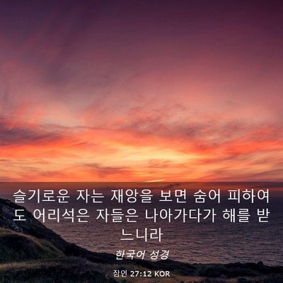 Picture 03 - 잠언 27:12 KOR - 슬기로운 자는 재앙을 보면 숨어 - Bible Verse Picture