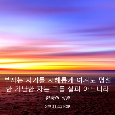 Picture 03 - 잠언 28:11 KOR - 부자는 자기를 지혜롭게 여겨도 - Bible Verse Picture