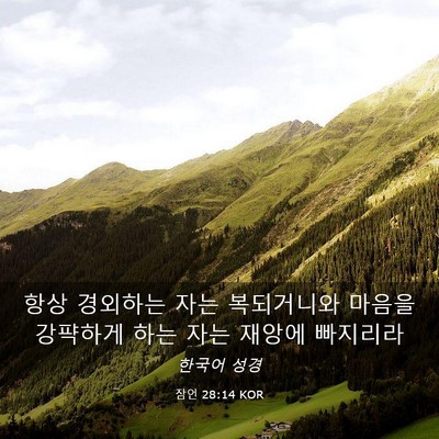 Picture 03 - 잠언 28:14 KOR - 항상 경외하는 자는 복되거니와 - Bible Verse Picture