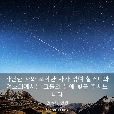 Picture 03 - 잠언 29:13 KOR - 가난한 자와 포학한 자가 섞여 - Bible Verse Picture
