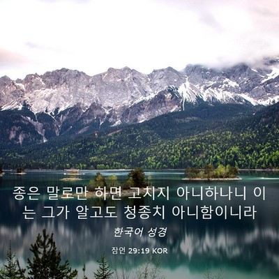Picture 03 - 잠언 29:19 KOR - 종은 말로만 하면 고치지 아니하나니 - Bible Verse Picture
