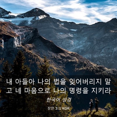 Picture 03 - 잠언 3:1 KOR - 내 아들아 나의 법을 잊어버리지 - Bible Verse Picture