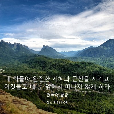 Picture 03 - 잠언 3:21 KOR - 내 아들아 완전한 지혜와 근신을 - Bible Verse Picture