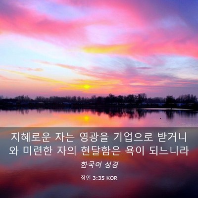 Picture 03 - 잠언 3:35 KOR - 지혜로운 자는 영광을 기업으로 - Bible Verse Picture