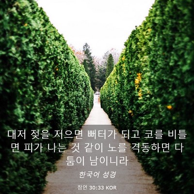 Picture 03 - 잠언 30:33 KOR - 대저 젖을 저으면 뻐터가 되고 코를 - Bible Verse Picture