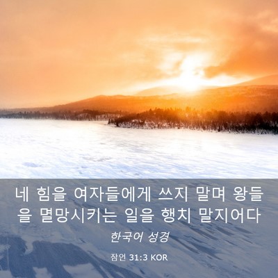 Picture 03 - 잠언 31:3 KOR - 네 힘을 여자들에게 쓰지 말며 - Bible Verse Picture