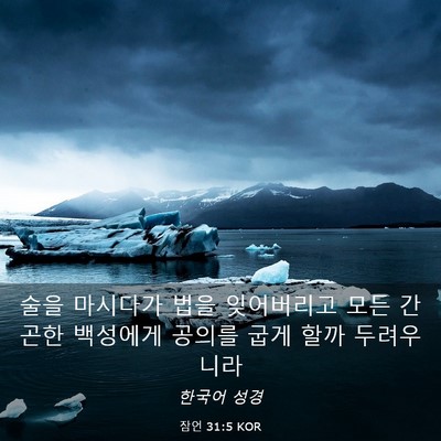Picture 03 - 잠언 31:5 KOR - 술을 마시다가 법을 잊어버리고 모든 - Bible Verse Picture